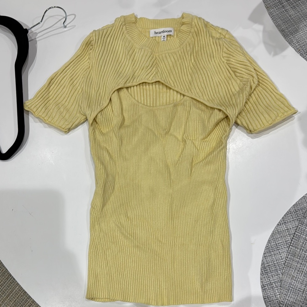 Yellow Ribbed Women's Top